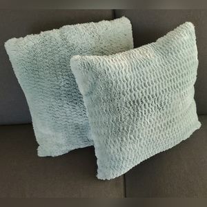 Faux Fur Decorative Throw Pills - Set of 2 (Teal)